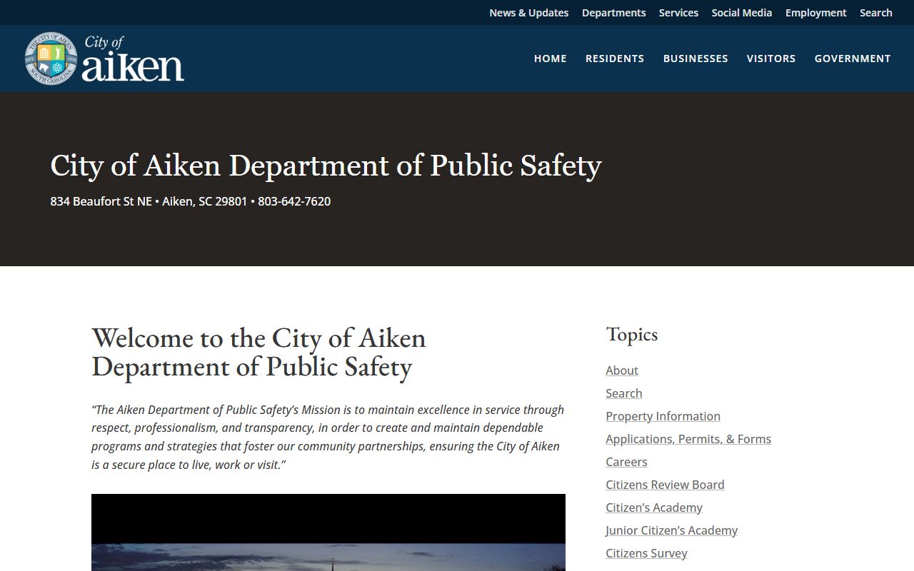 Aiken Department of Public Safety for background check records