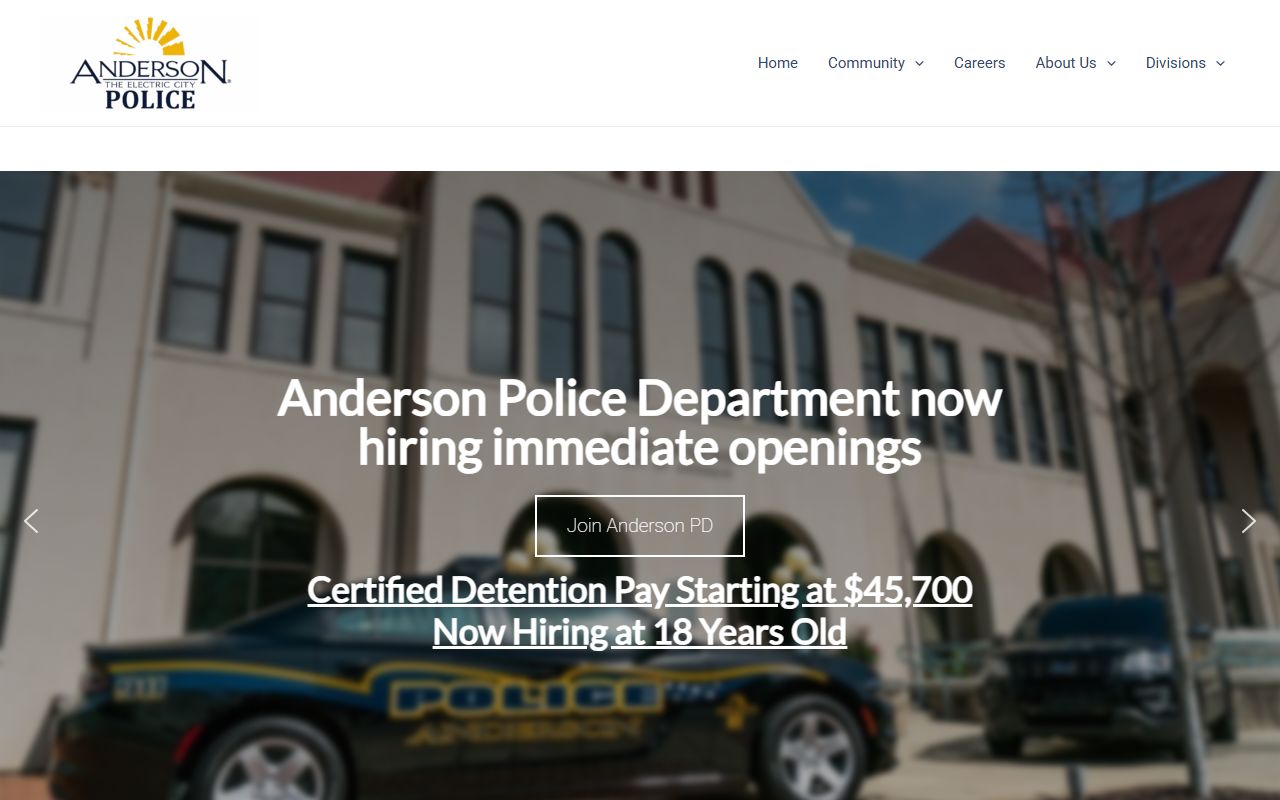 Anderson Police Department for background check arrest records
