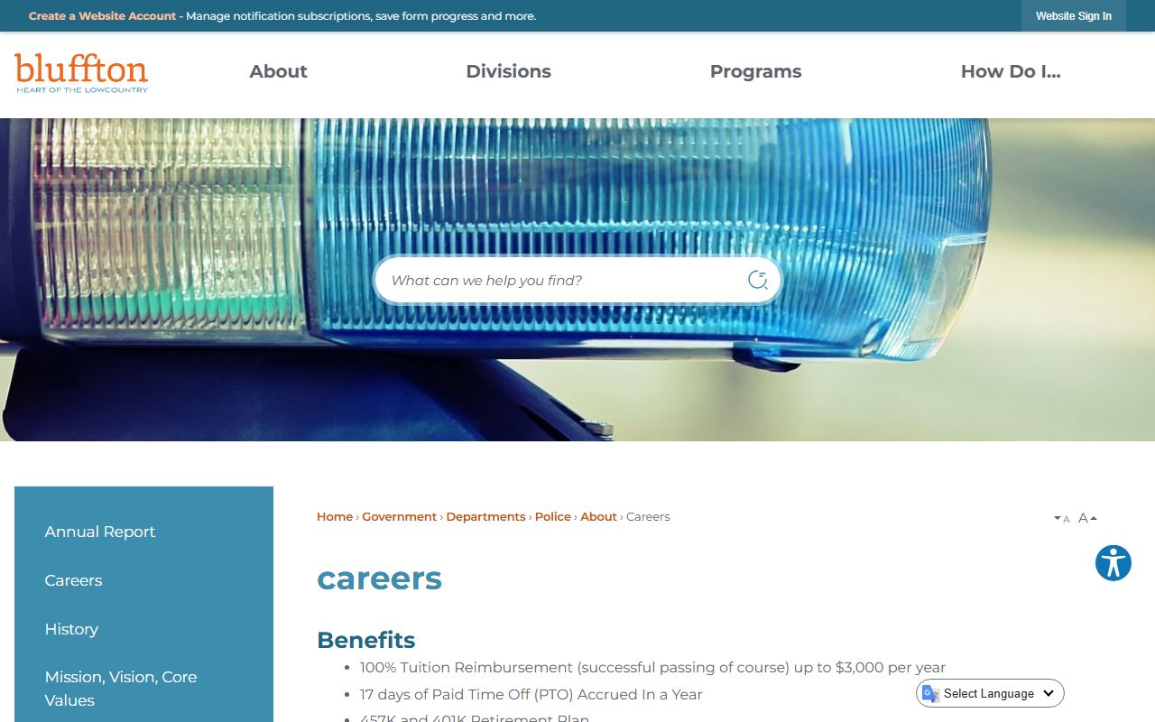 Bluffton Town Clerk office for public records and background check data