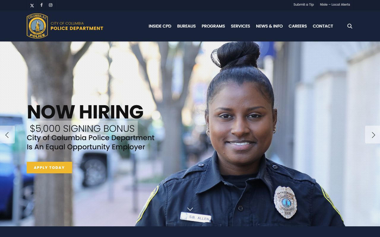 Columbia Police Department website for Columbia background check