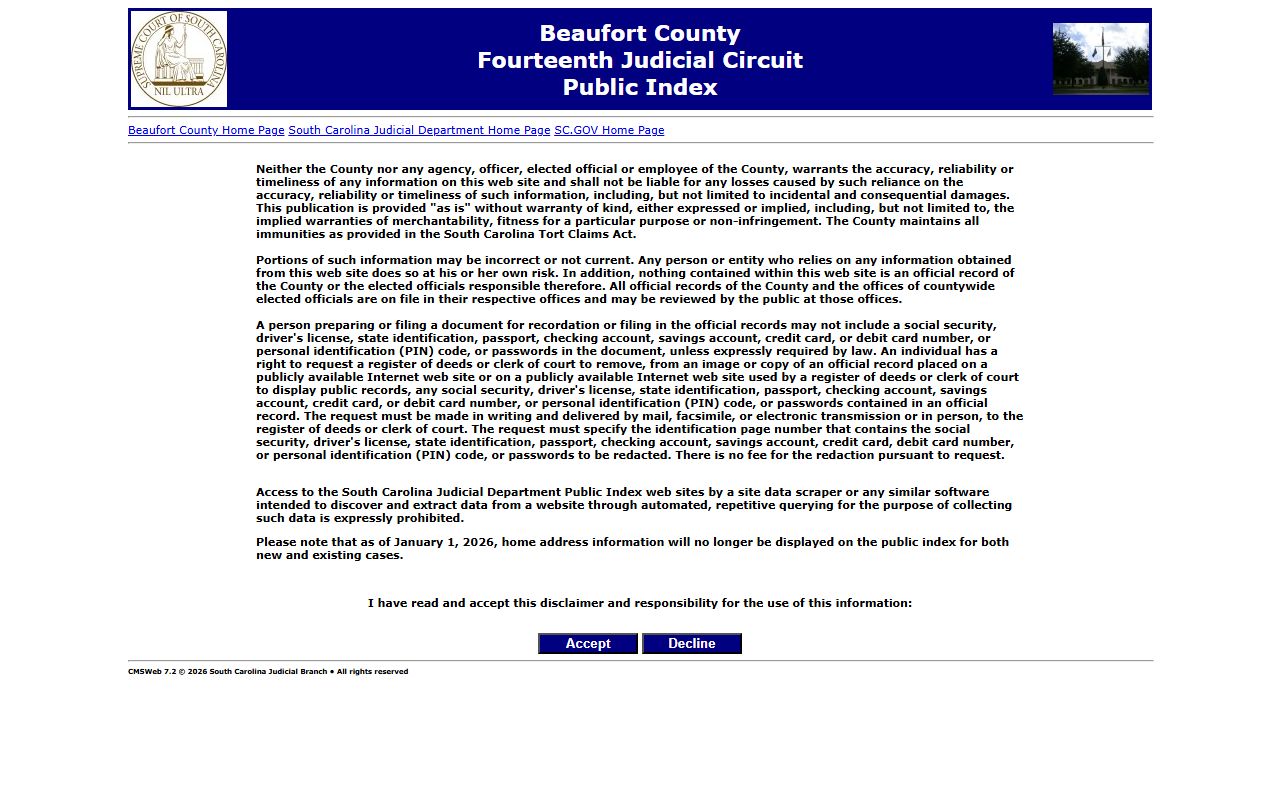 Beaufort County public index for Hilton Head Island background check