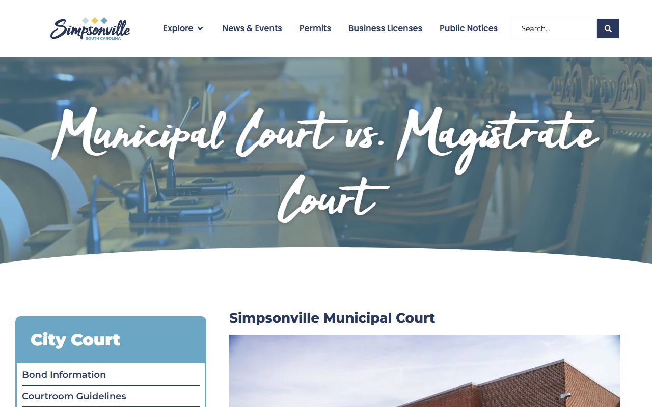 Simpsonville Municipal Court records for background check