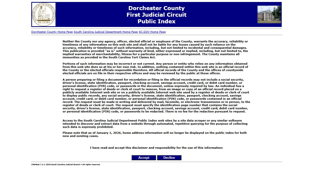 Dorchester County public index for Summerville background check
