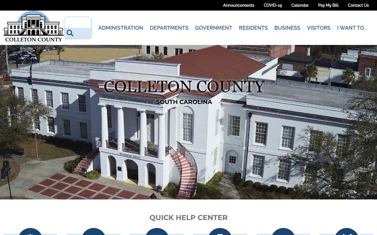 Colleton County government website for background check records access