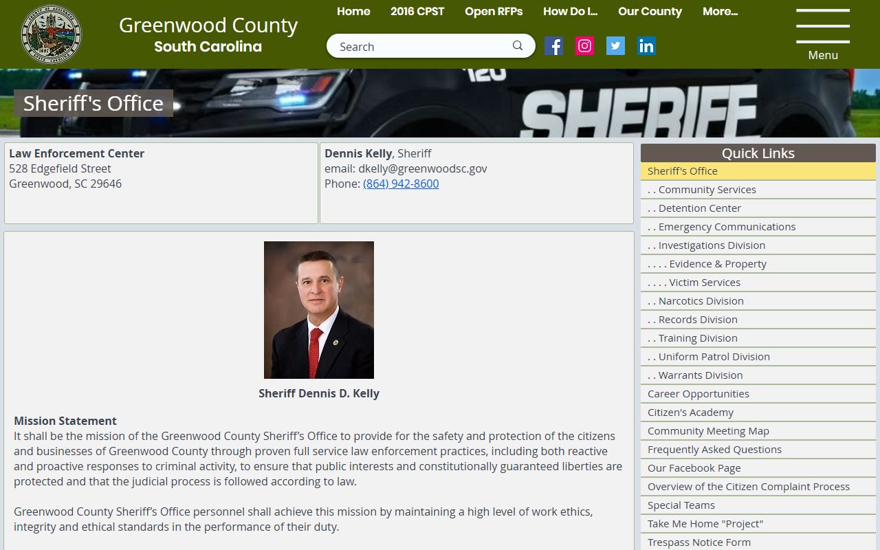 Greenwood County Sheriff's Office records for background checks