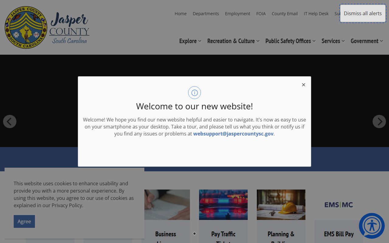 Jasper County government website for background check records