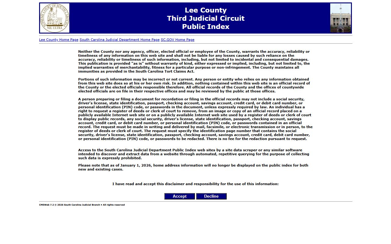 Lee County Public Index for criminal background check search