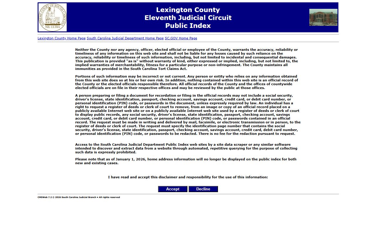 Lexington County Public Index for background check record search