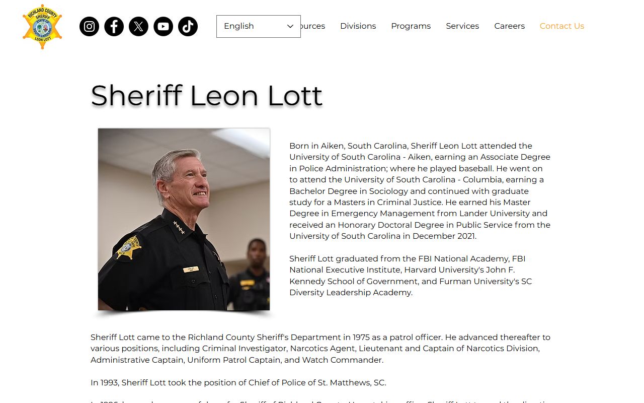 Richland County Sheriff's Department website for arrest records and background checks