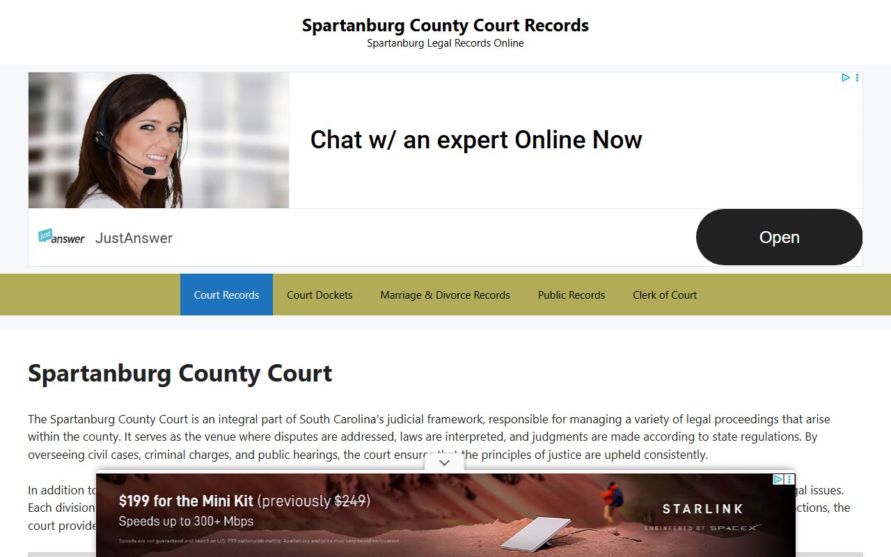 Spartanburg County Clerk of Court for background check records