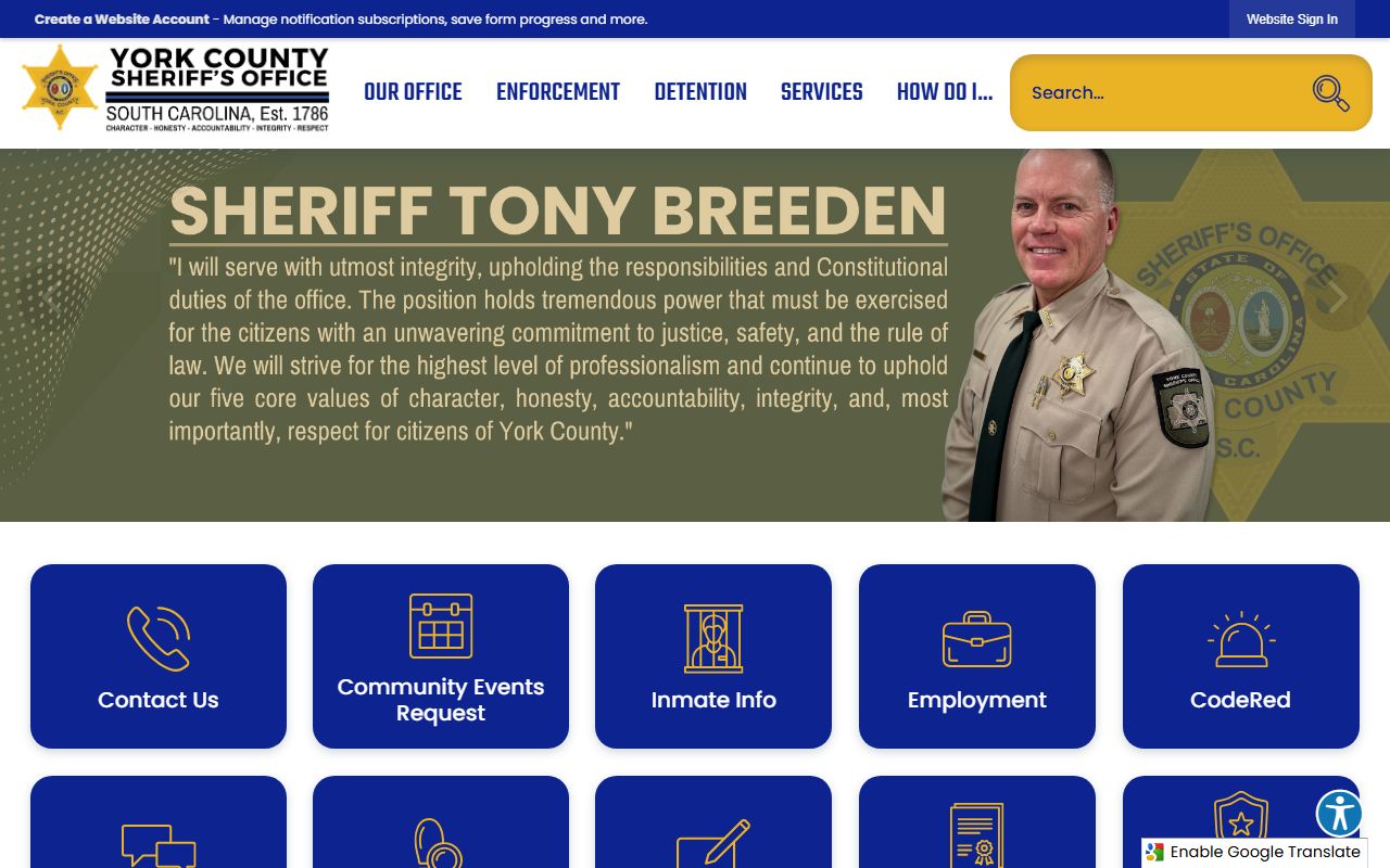York County Sheriff's Office for law enforcement records