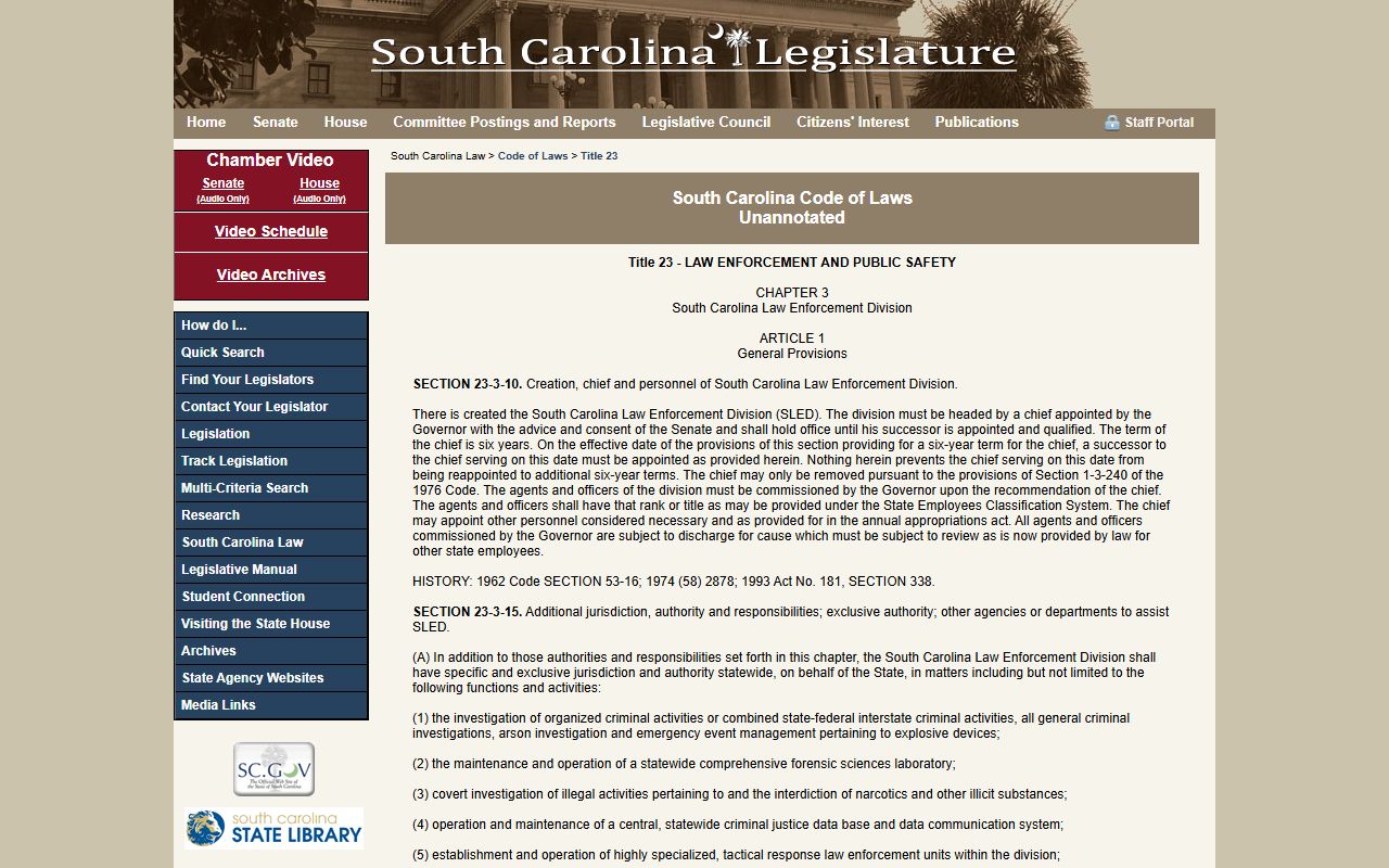 South Carolina criminal code statutes for background check regulations